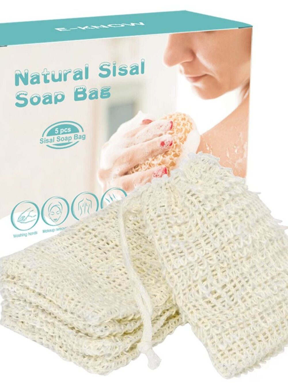 Soap Bag, 5 Pack Natural Sisal Soap Saver, Zero Waste Plastic-Free Soap Net, Foa